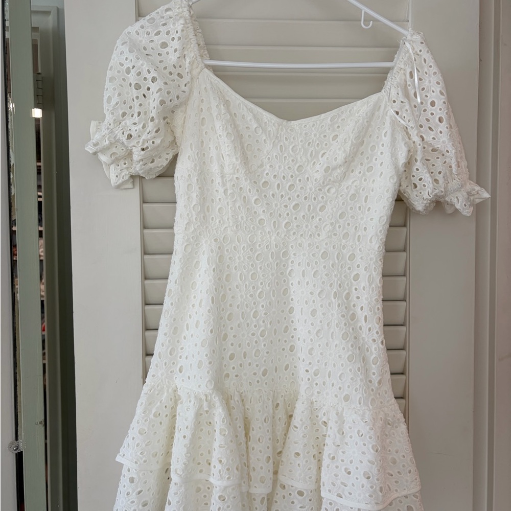 Elegant White Eyelet Dress